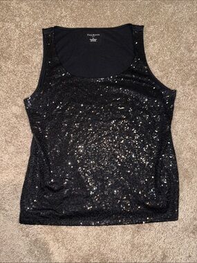 Talbots Black Sequin Tank Top - Size XL